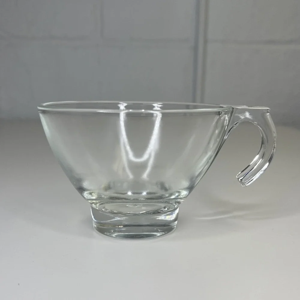 ORCHARD CRYSTAL EMBASSY HOOKED CUP CLEAR GLASS MCM Coffee Cup‎ Vtg Multi Avail